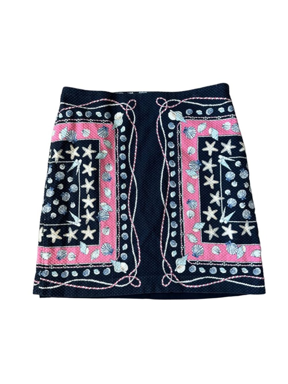 TALBOTS Women's Pink Blue Beach Seashell Navy Skirt Size 8